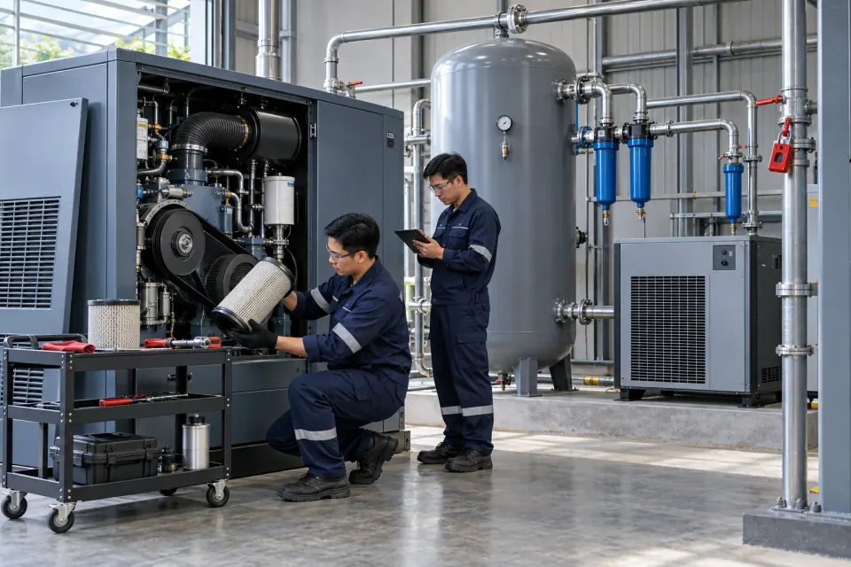 Minh họa bảo trì máy nén khí công nghiệp